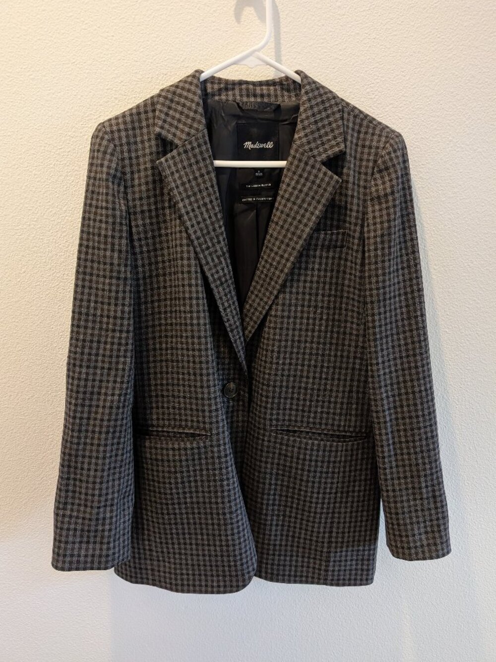 Madewell "The Larsen Blazer" - Brown/Black Check, Size S (3 pockets)